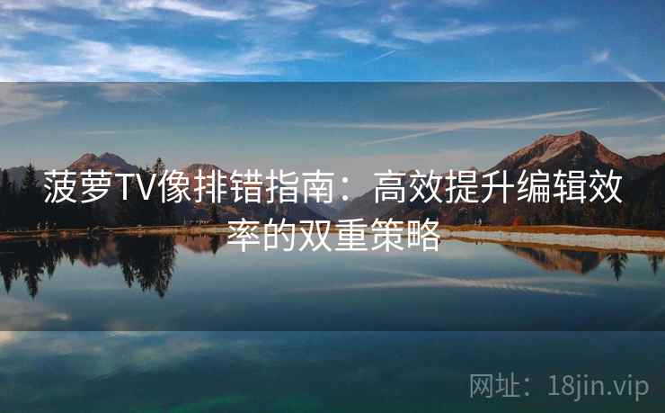 菠萝TV像排错指南：高效提升编辑效率的双重策略